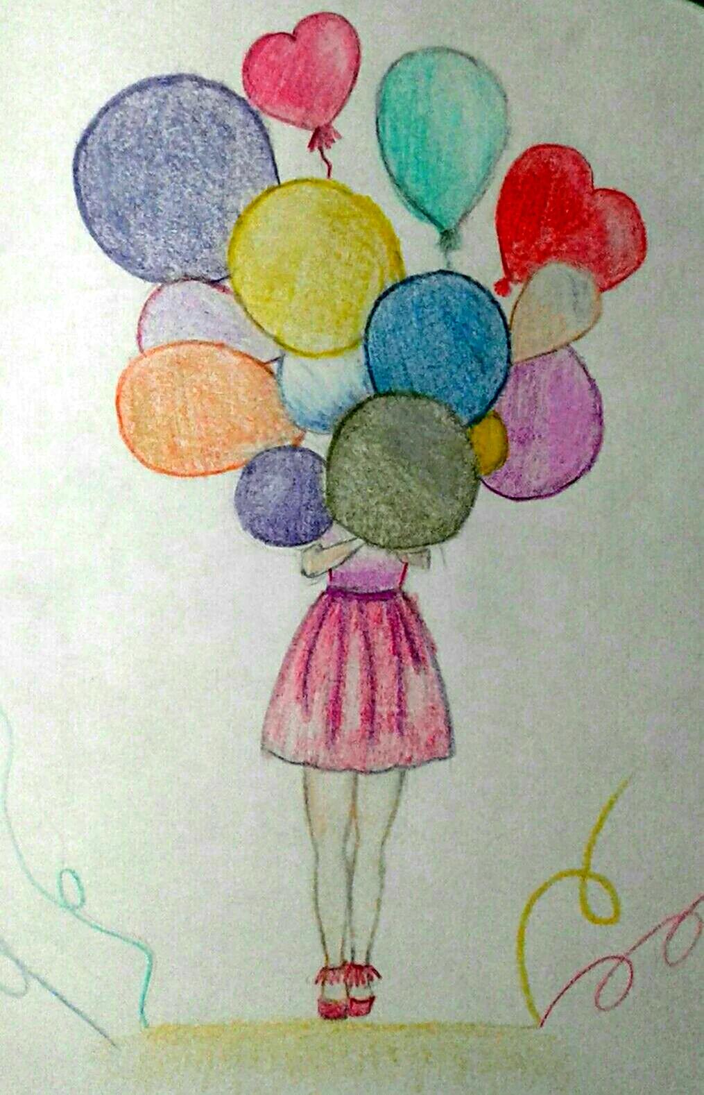 Девушка с шариками рисунок. Для срисовки