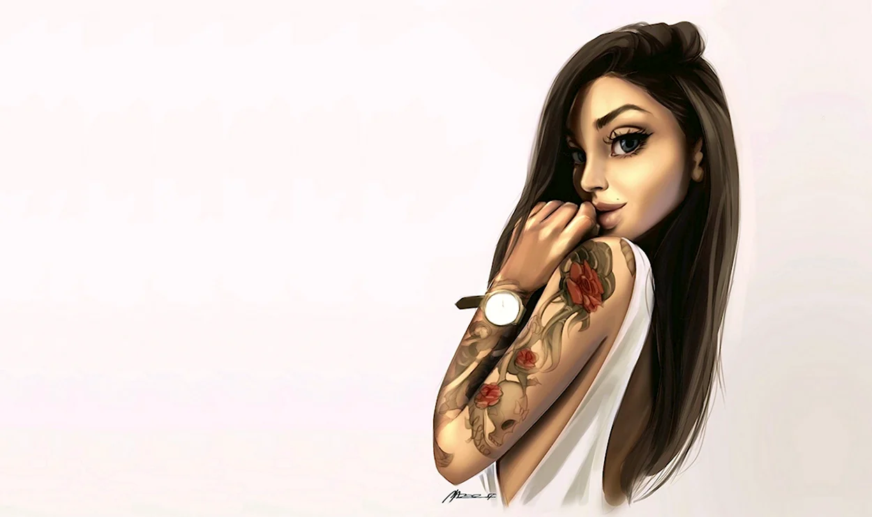 Девушка с татуировкой арт. Красивая девушка
