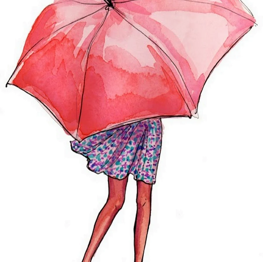 Девушка с зонтом. Для срисовки