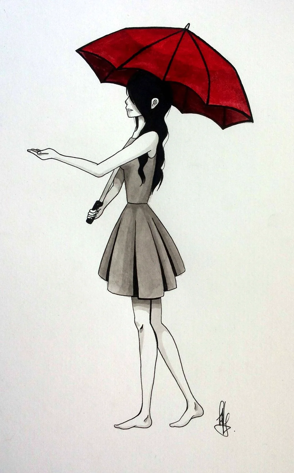 Девушка с зонтом рисунок. Для срисовки