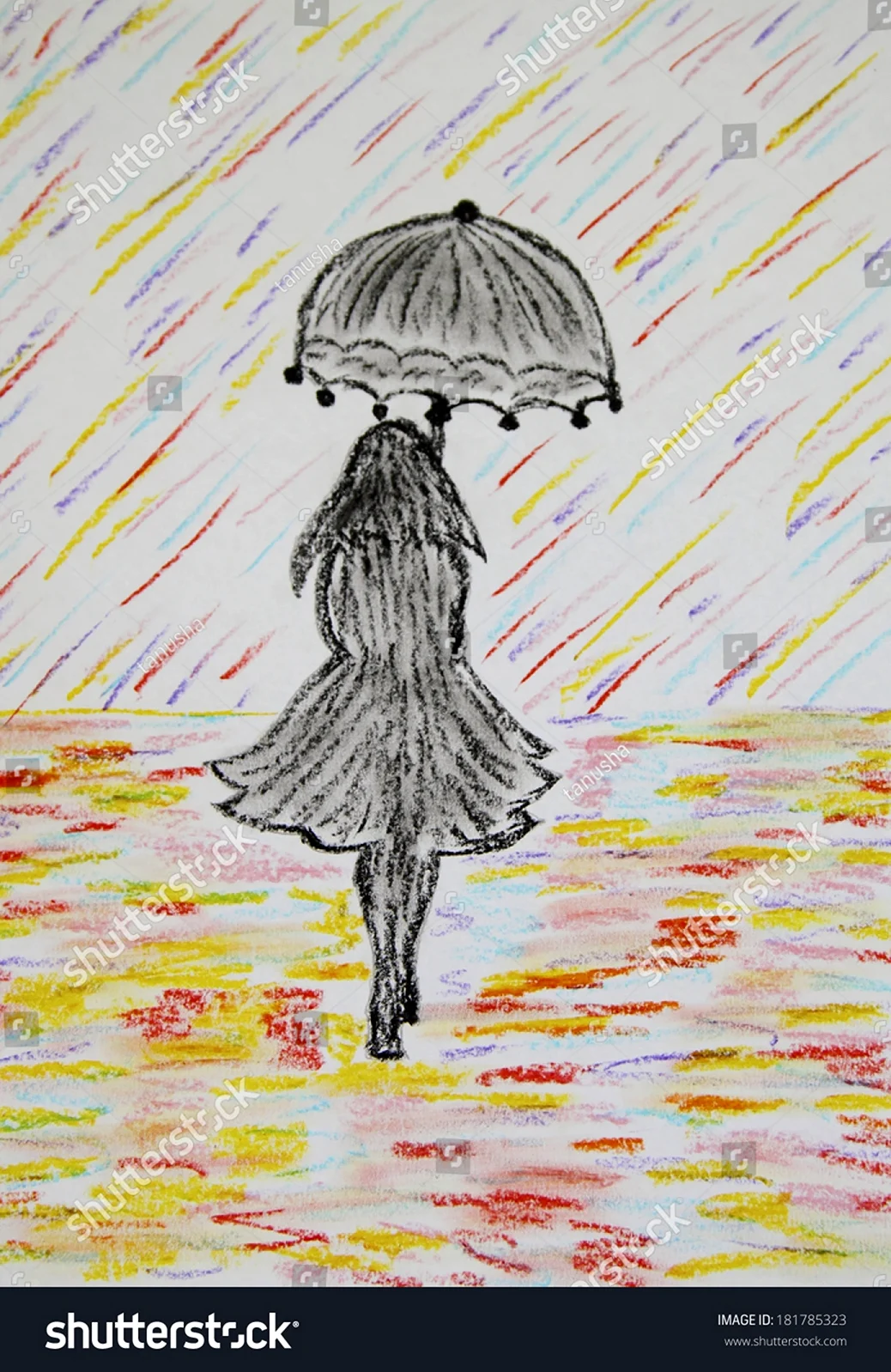 Девушка с зонтом рисунок. Для срисовки