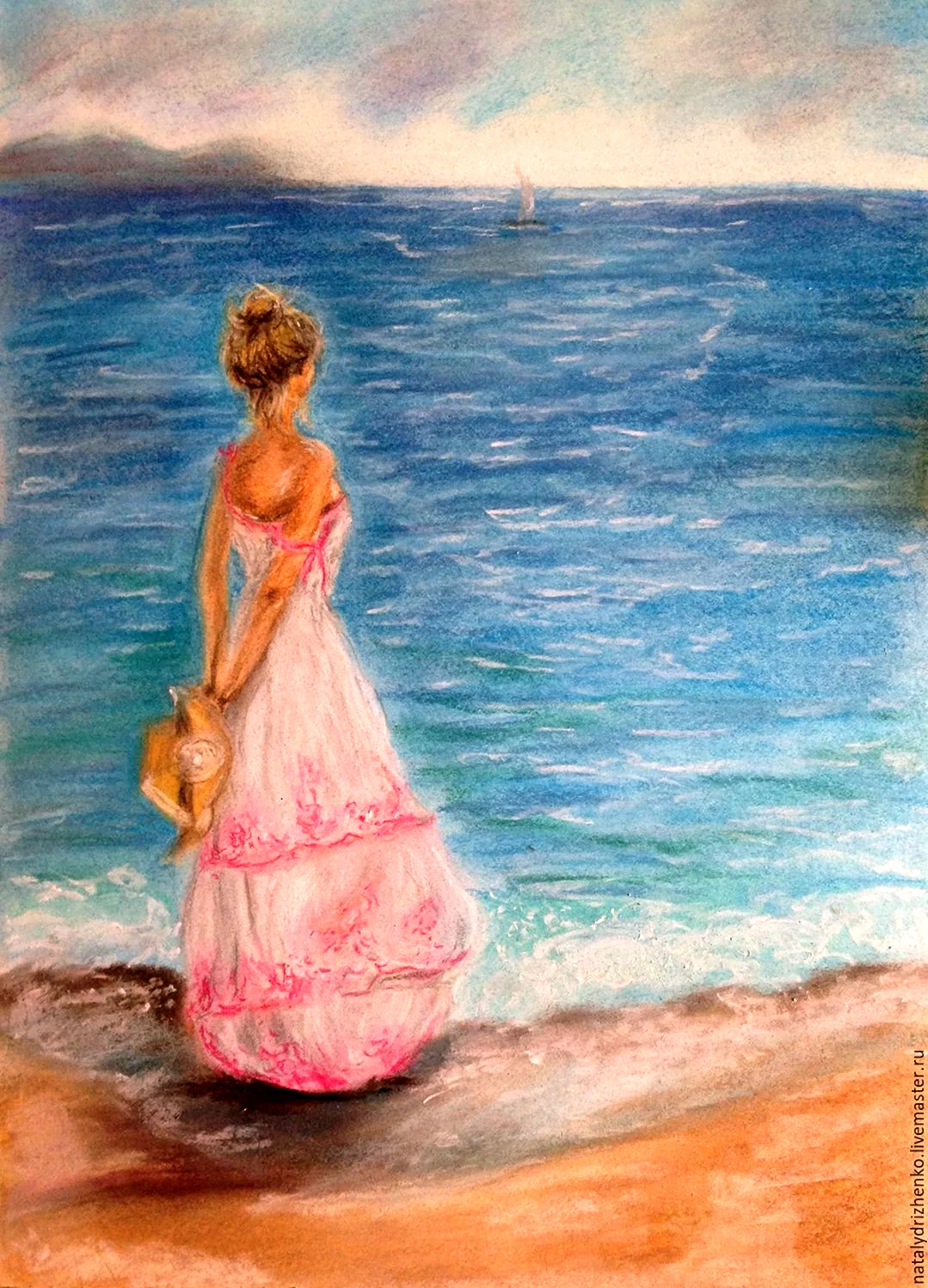 Девушка у моря картина. Для срисовки
