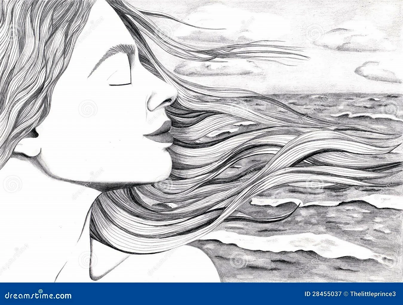 Девушка у моря рисунок карандашом. Для срисовки
