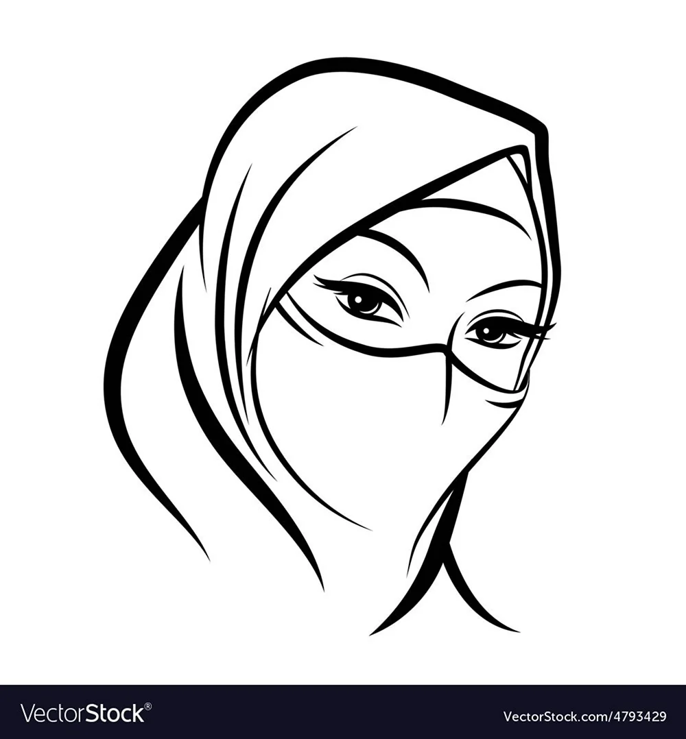 Девушка в хиджабе рисунок карандашом. Для срисовки