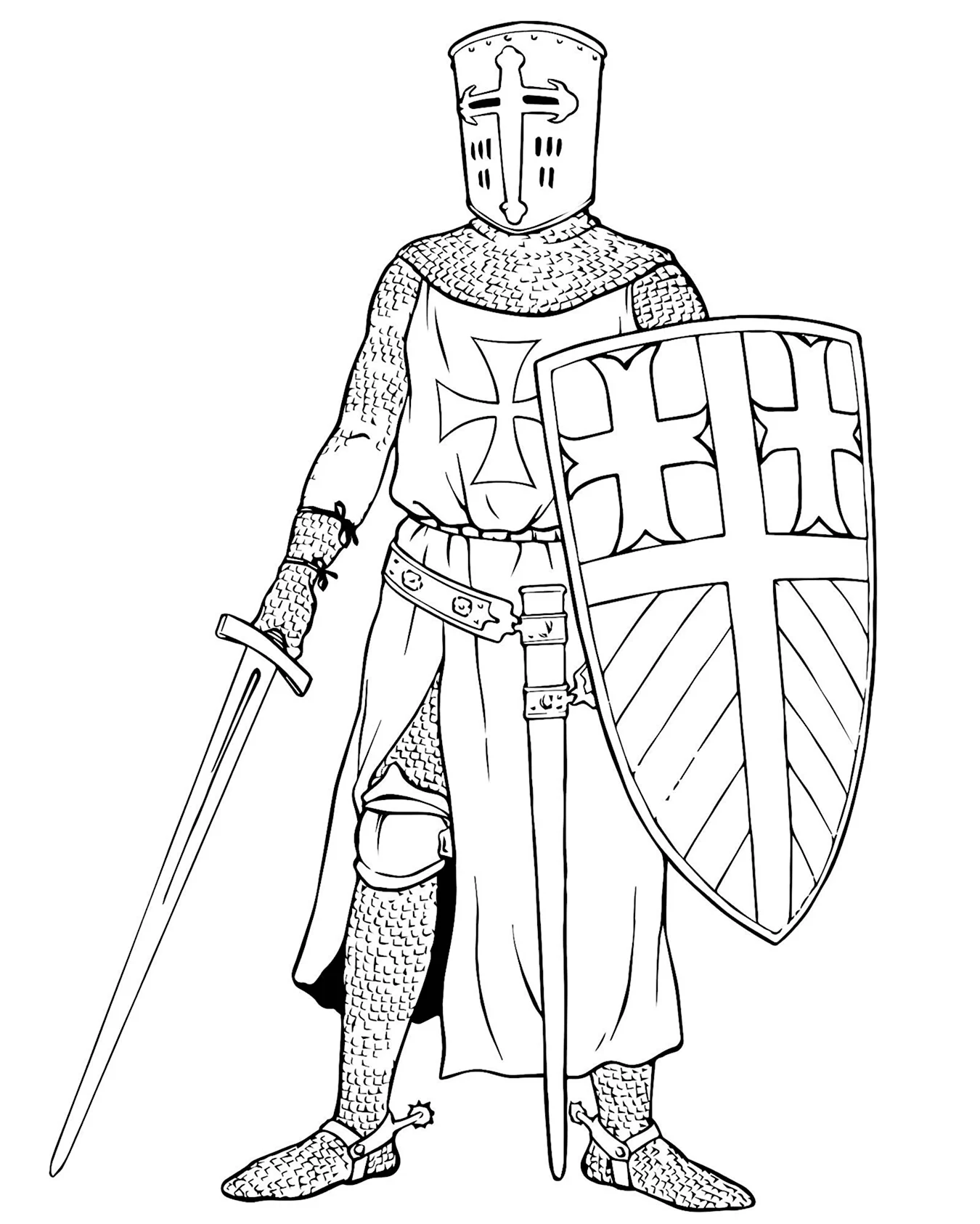 Древнерусский рыцарь Крестоносец. Для срисовки