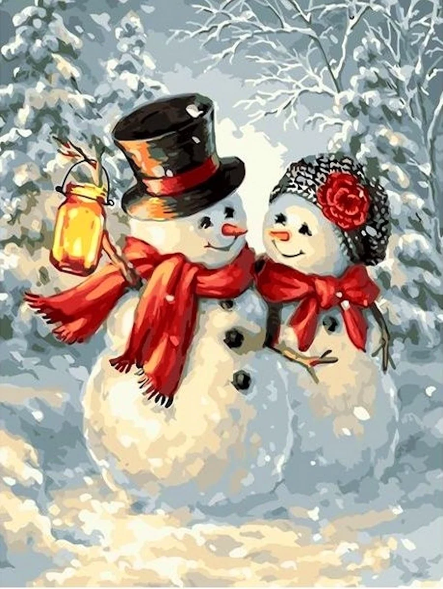 Два снеговика. Красивая картинка