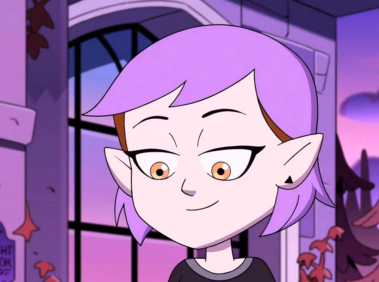 Эмити с фиолетовыми волосами Совиный дом. Картинка из мультфильма