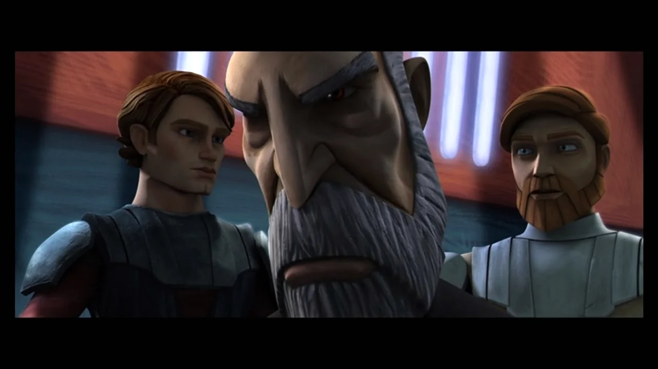 Энакин и Оби Ван войны клонов. Картинка из мультфильма