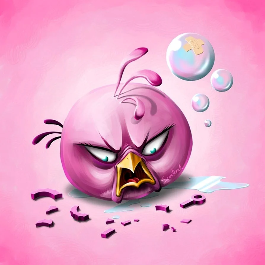 Энгри бердз розовая птица. Картинка из мультфильма