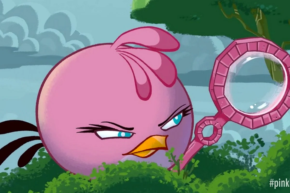 Энгри бердз розовая птица. Картинка из мультфильма