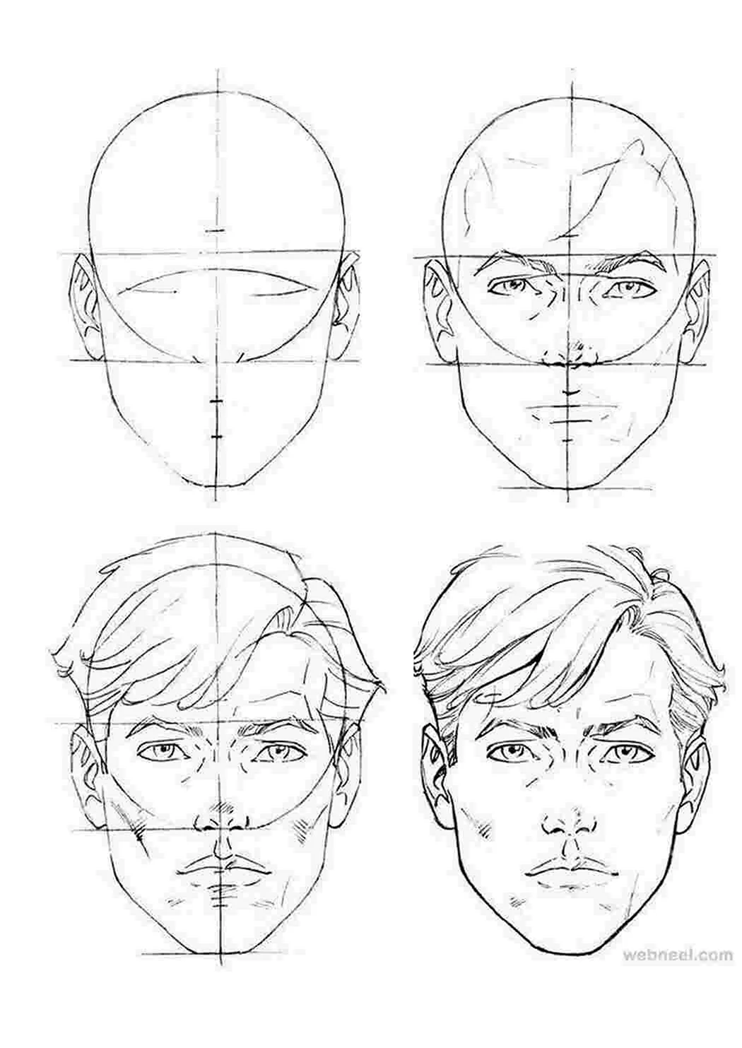 Этапы рисования лица. Для срисовки