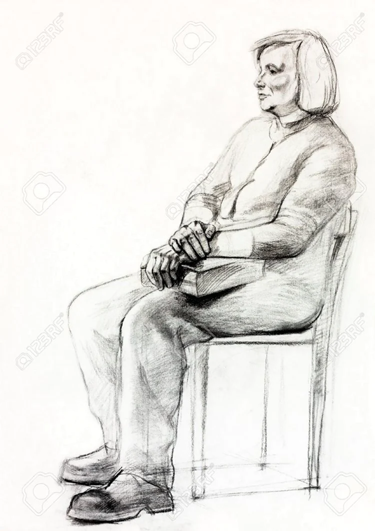 Фигура сидящего человека на стуле. Для срисовки