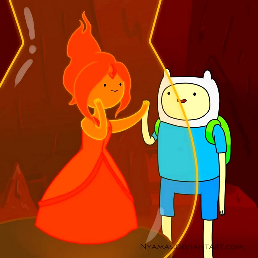 Финн и принцесса пламя арт. Картинка из мультфильма