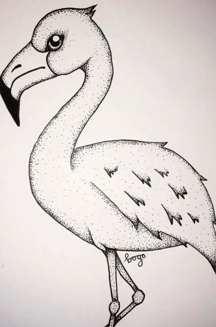 Фламинго карандашом. Для срисовки