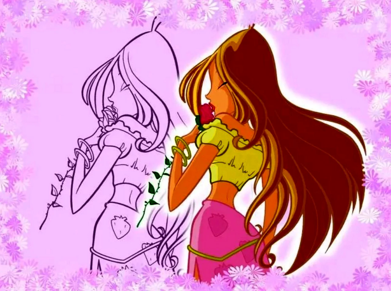 Флора Винкс с розой. Картинка