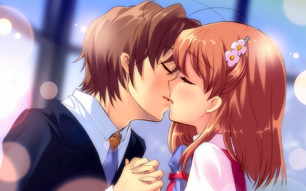 Flyable Heart аниме поцелуй. Картинка