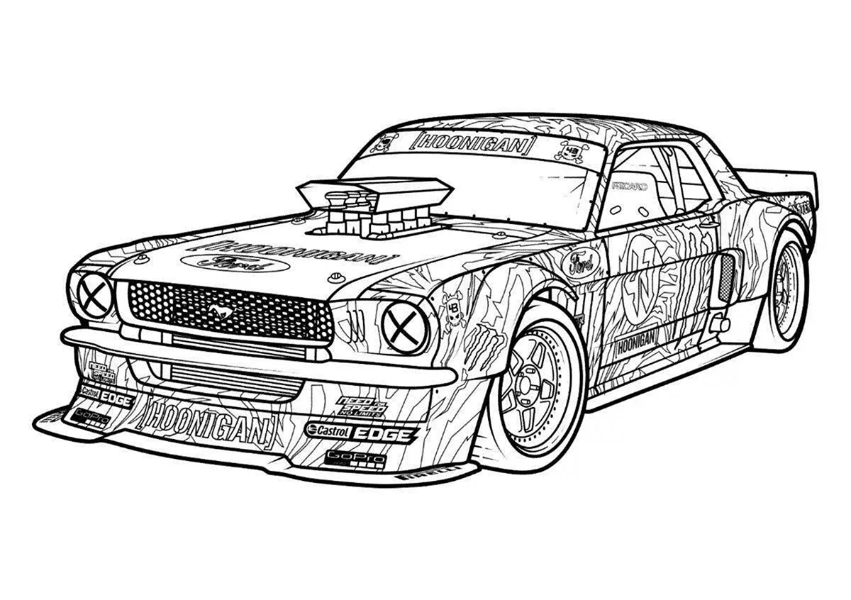 Ford Mustang раскраска. Картинка