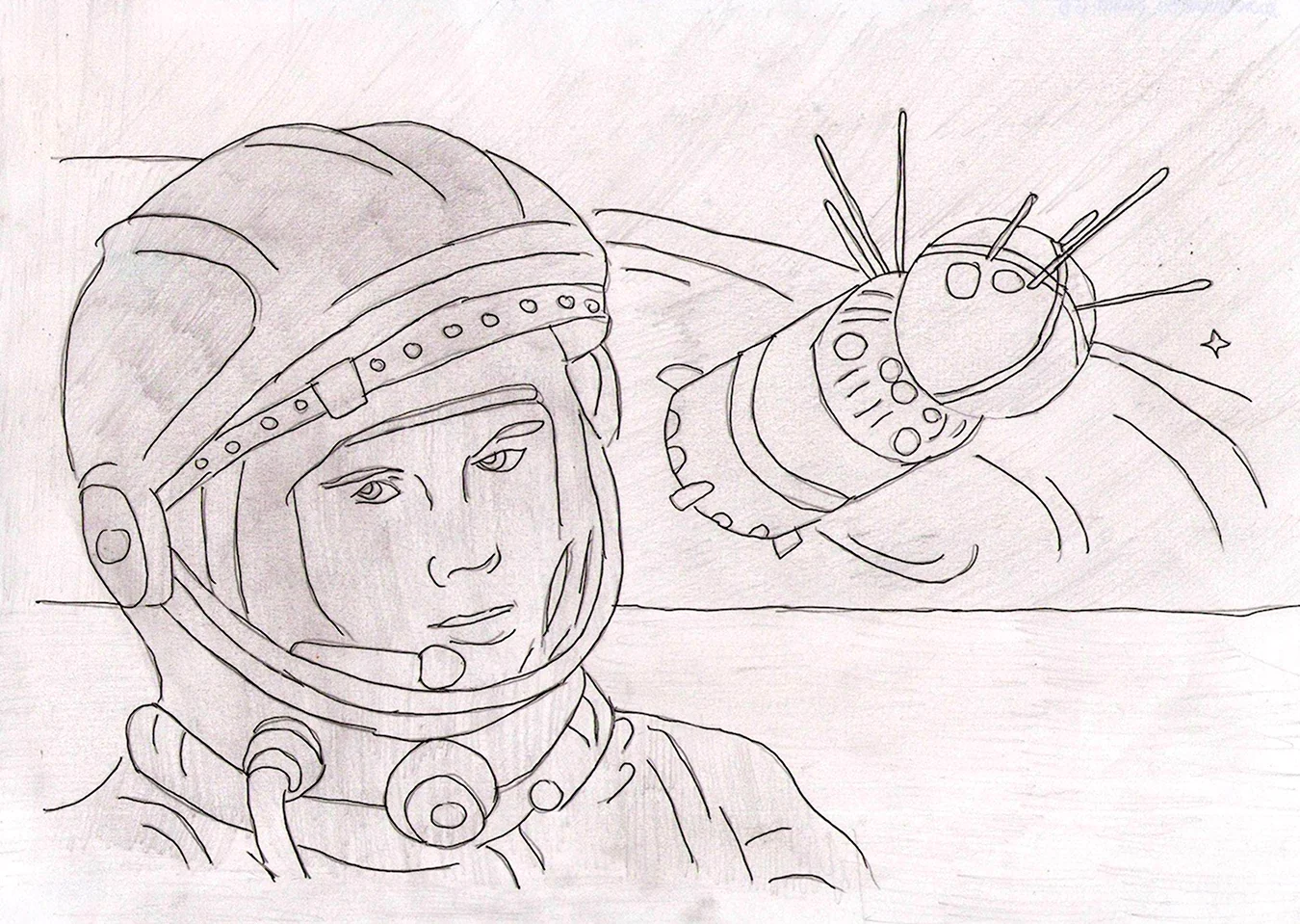Гагарин в космосе для срисовки. Для срисовки