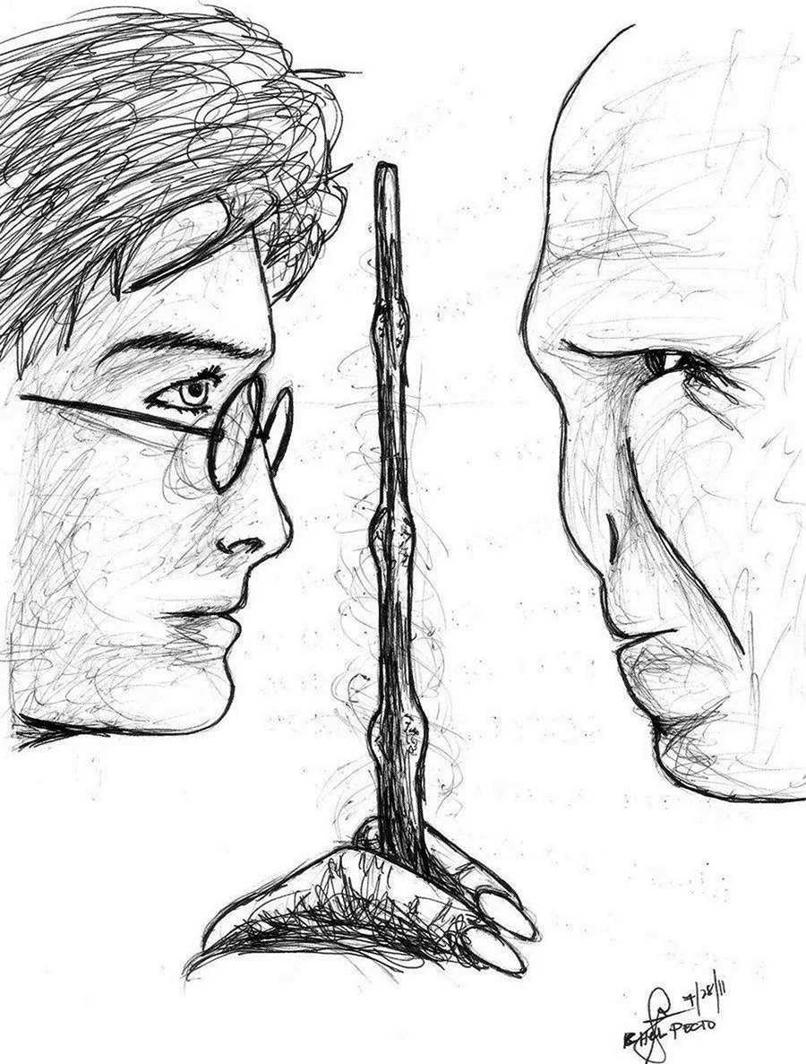 Гарри Поттер и Воландеморт скетч. Для срисовки