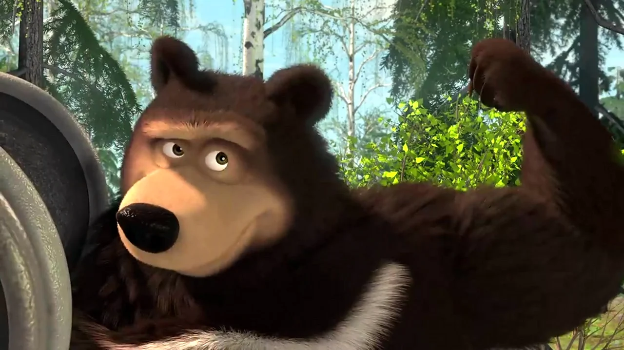 Гималайский медведь из Маша и медведь. Картинка из мультфильма