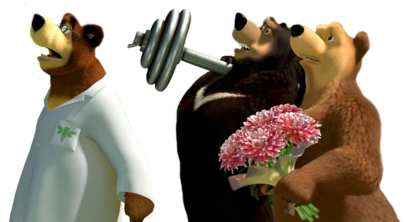 Гималайский медведь из мультсериала Маша и медведь. Картинка из мультфильма