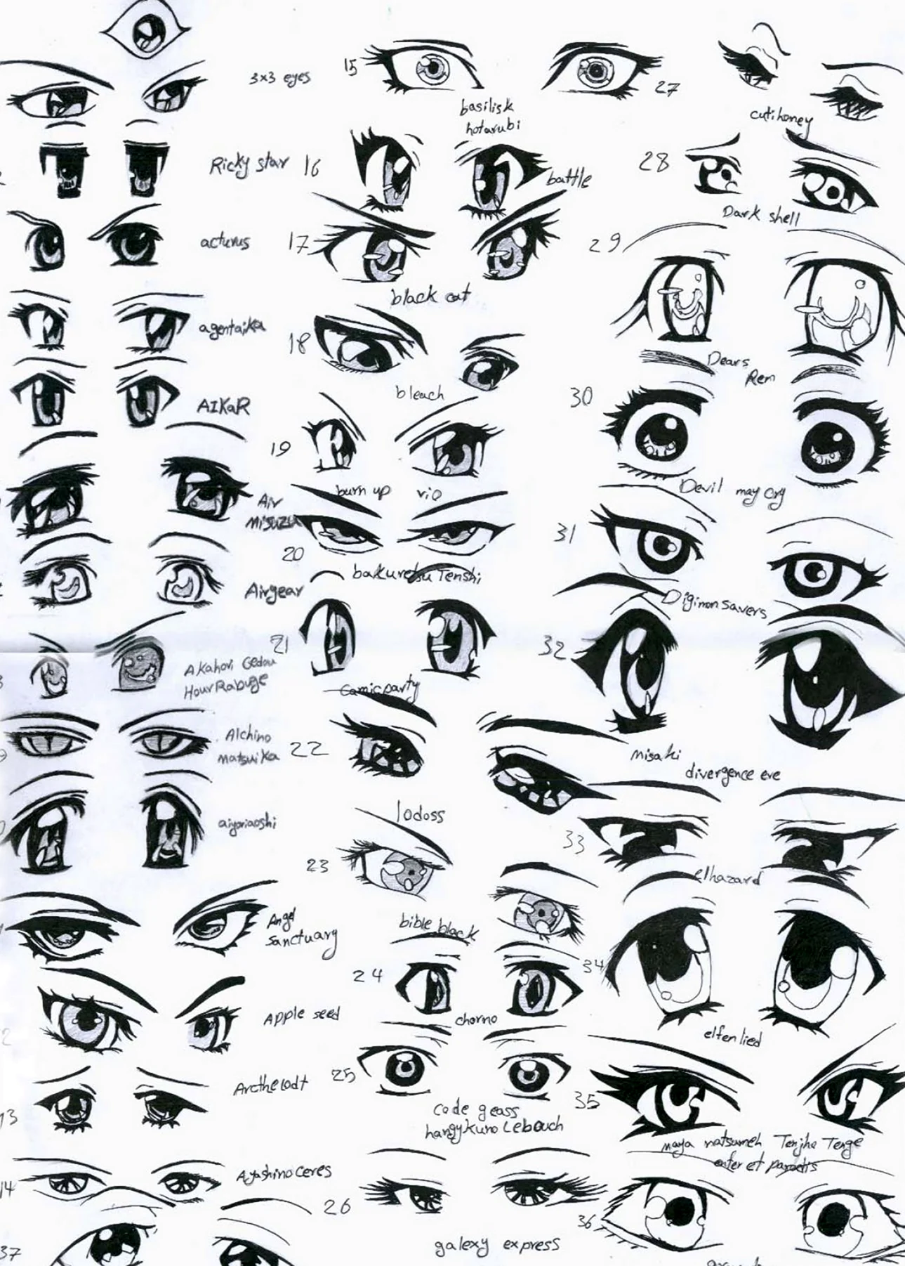Глаза для рисования аниме. Для срисовки