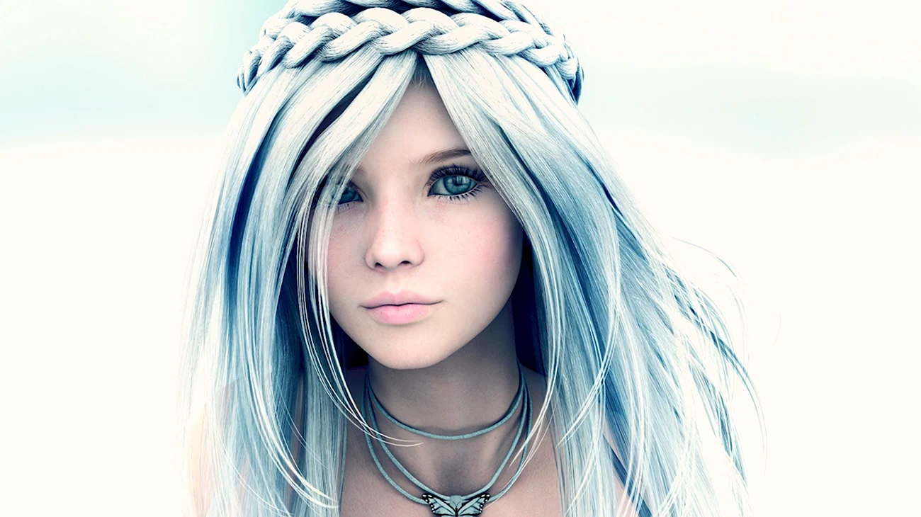 Голубые волосы. Красивая картинка