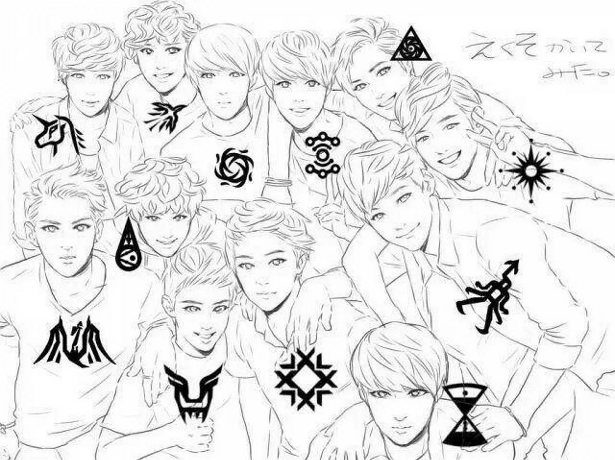 Группа EXO рисунки. Для срисовки