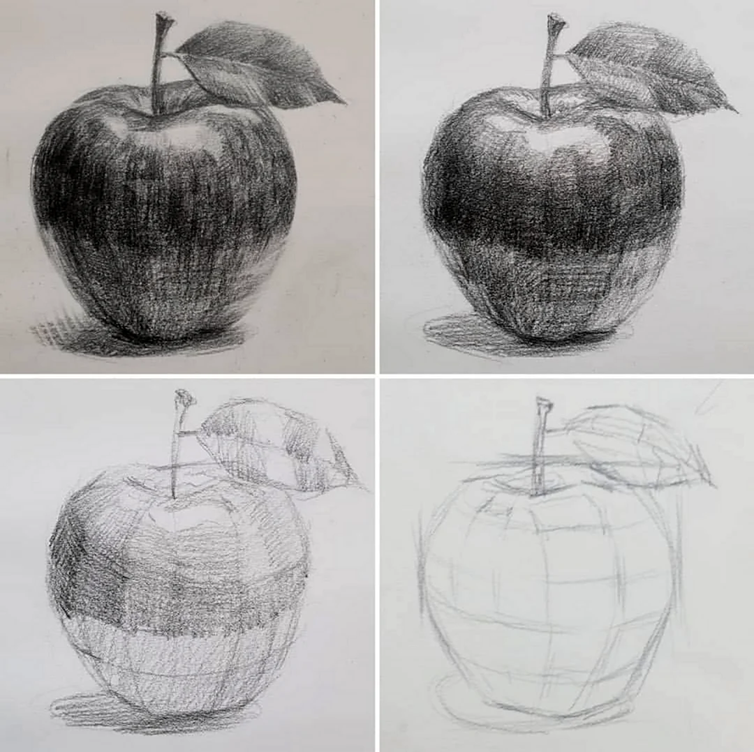 Яблоко рисунок карандашом. Для срисовки
