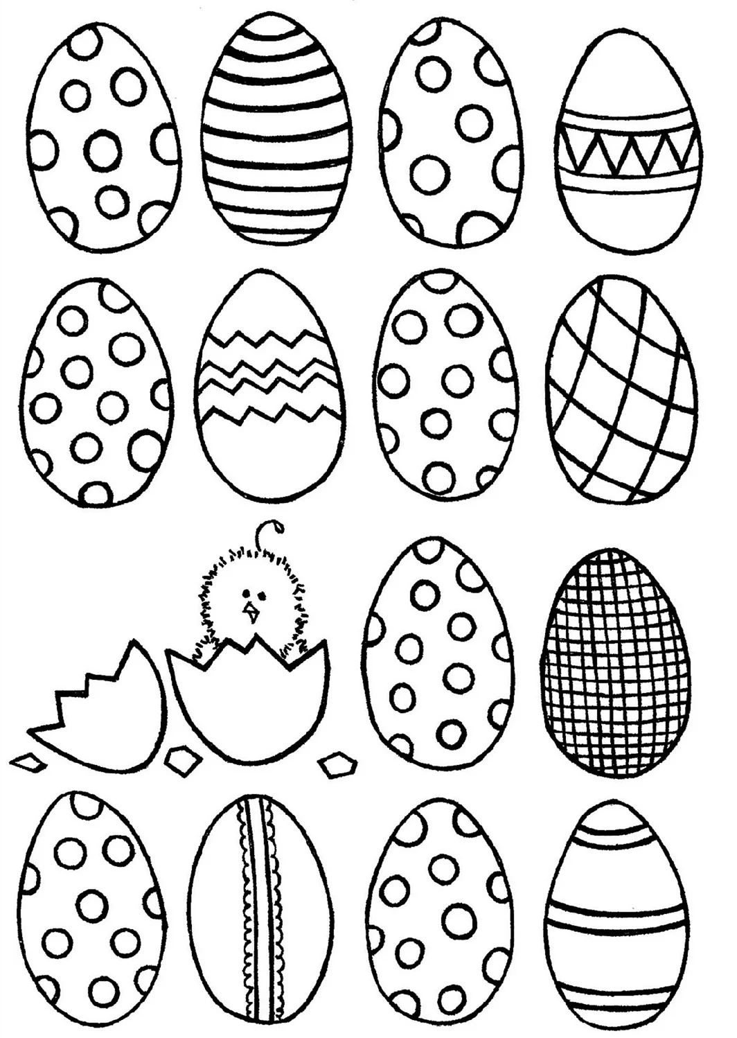 Яйца на Пасху раскраска. Для срисовки