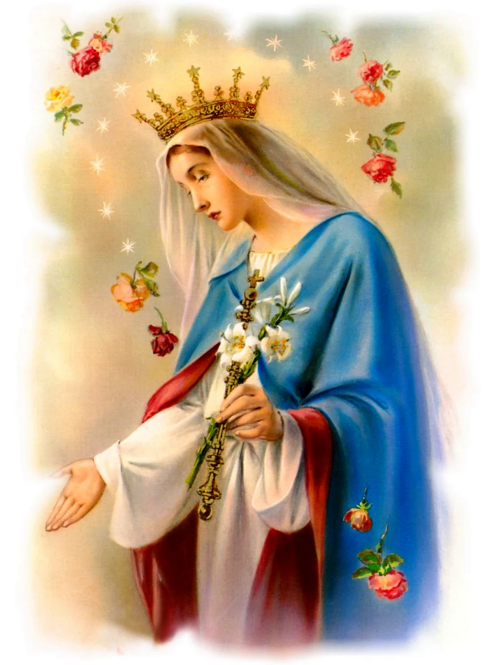 Икона Девы Марии Розалия. Открытка на праздник