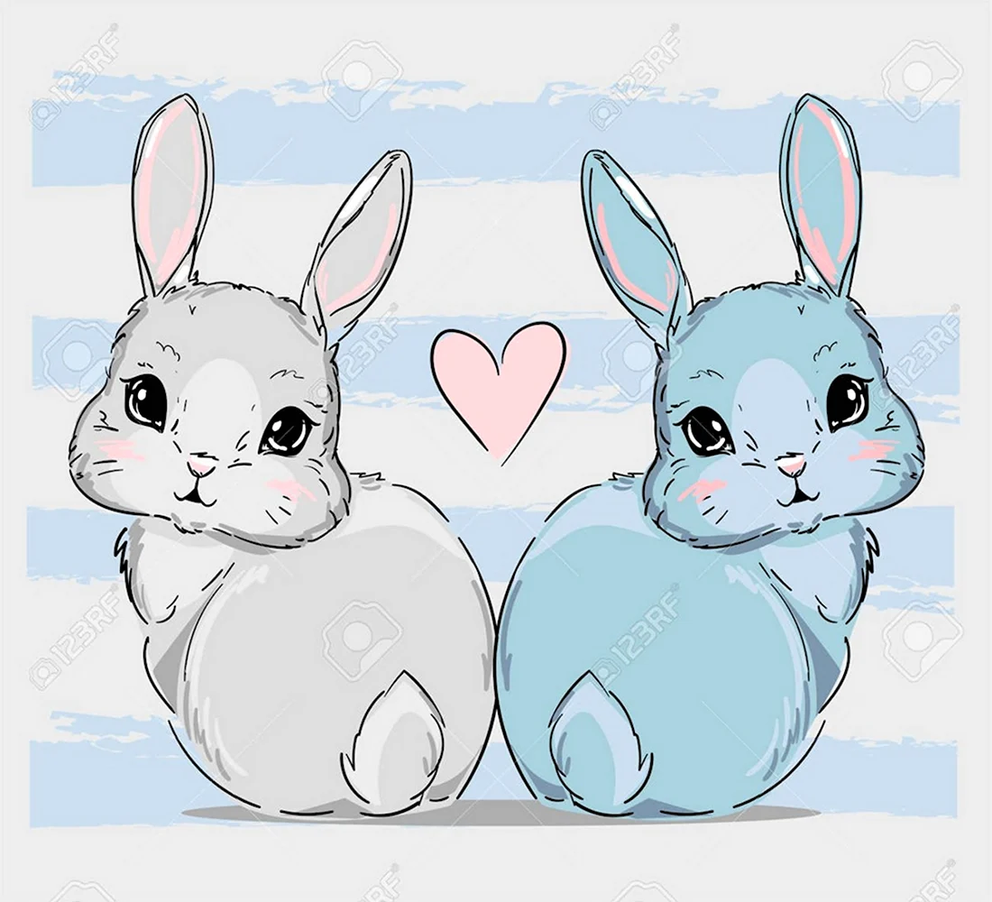 Иллюстрация пара кроликов. Красивые картинки животных
