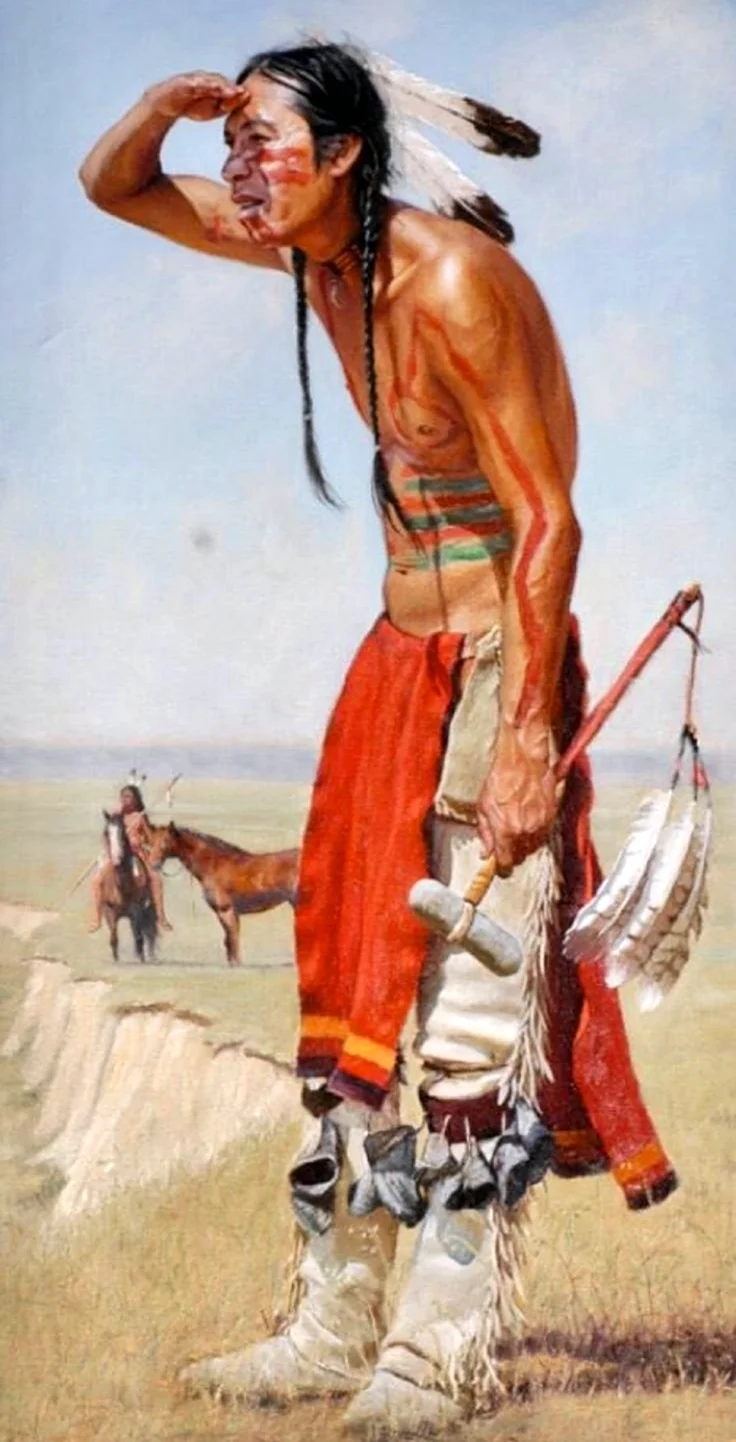 Индейцы Северной Америки со скальпами. Анекдот в картинке