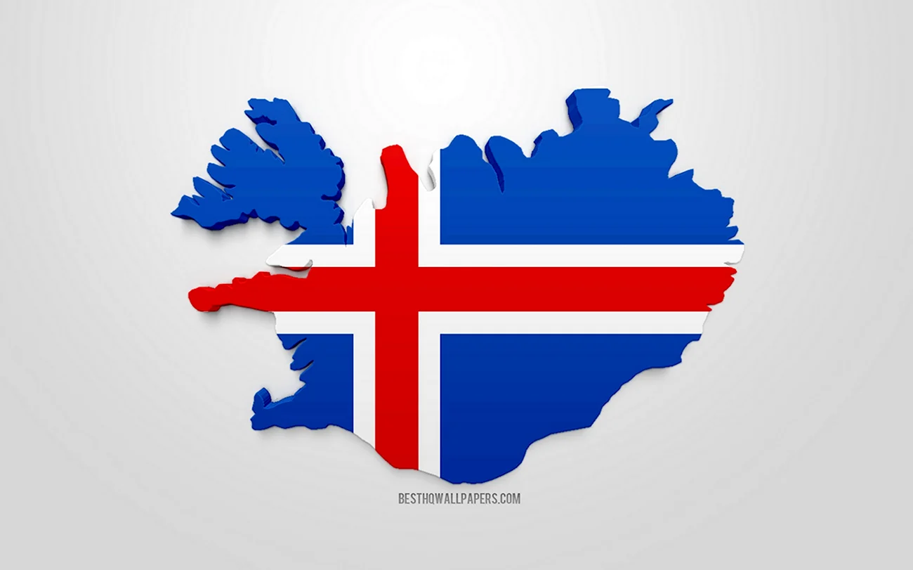 Исландия на карте с флагом. Картинка