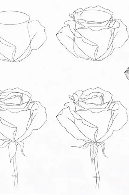 Как нарисовать белую розу. Для срисовки