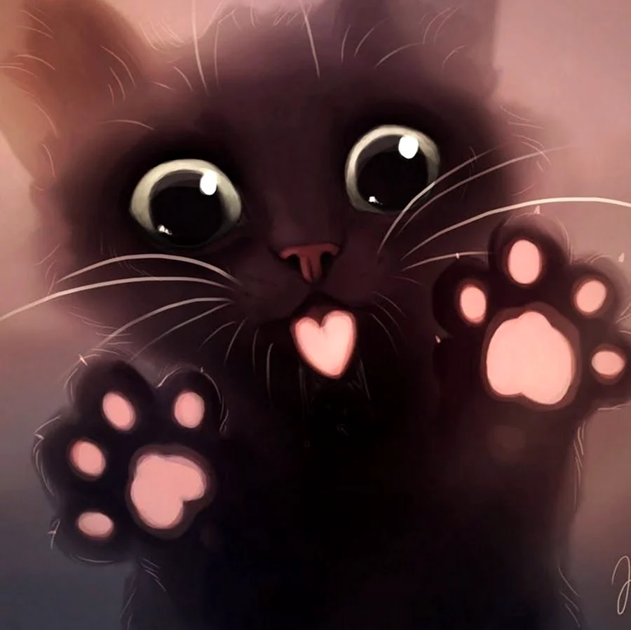 Как нарисовать котёнка с милыми глазками маленького чёрного и белого. Картинка
