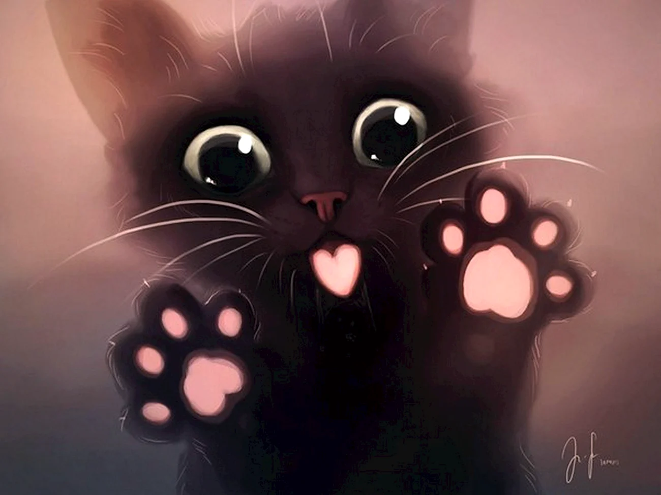 Как нарисовать котёнка с милыми глазками маленького чёрного и белого. Картинка