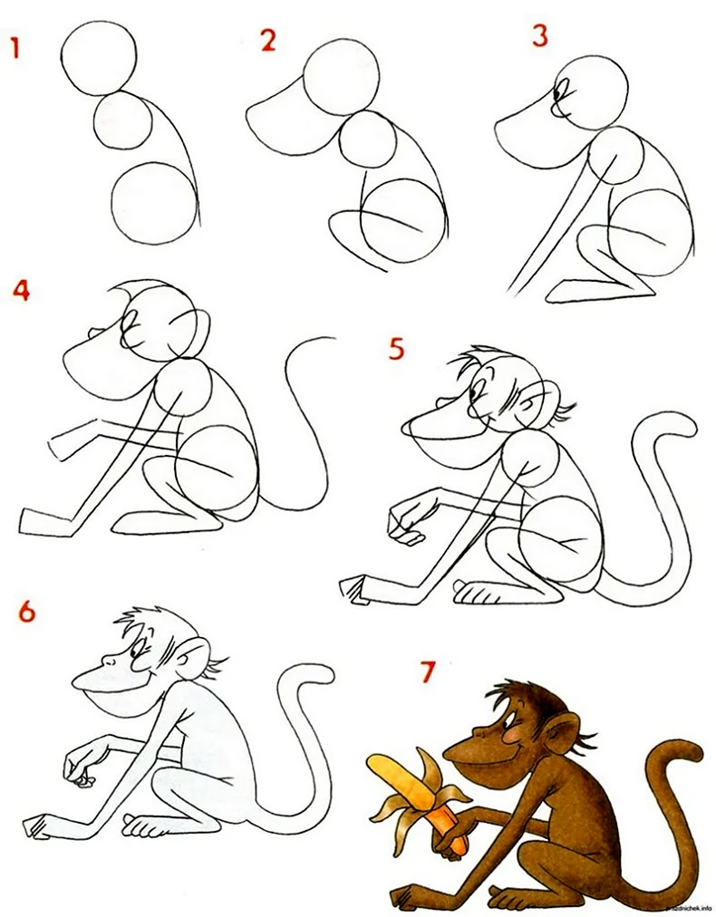 Как нарисовать обезьянку. Для срисовки