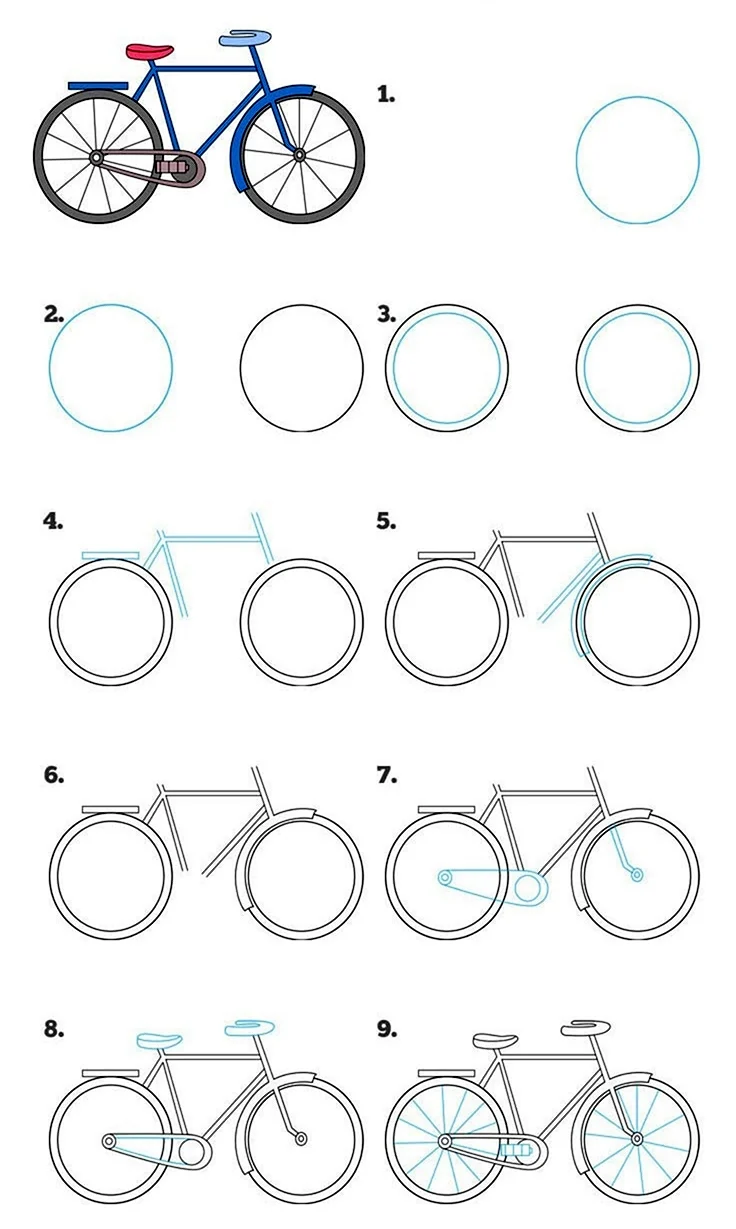 Как нарисовать велосипед спереди. Для срисовки