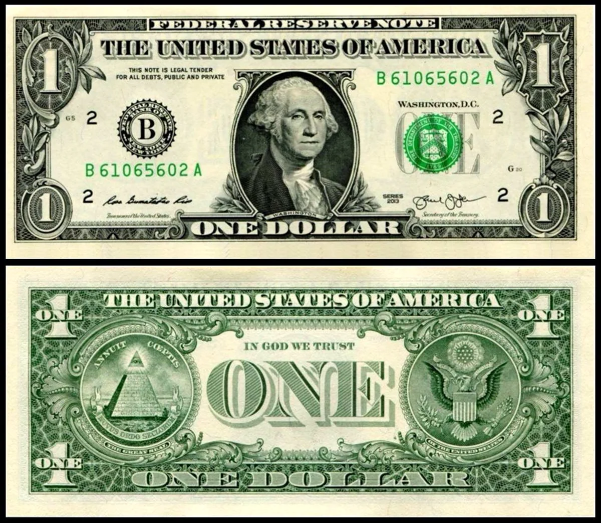 Как выглядит один доллар США. Картинка