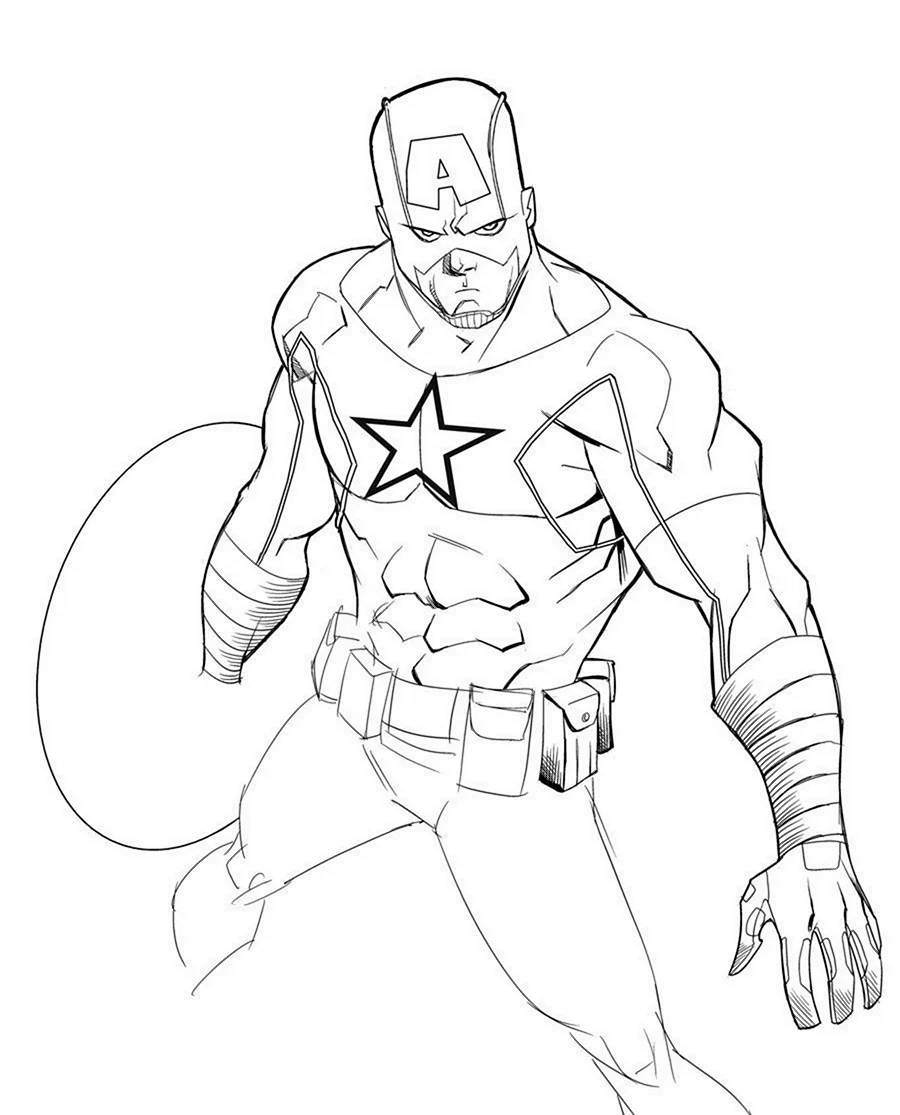 Капитан Америка карандашом. Для срисовки