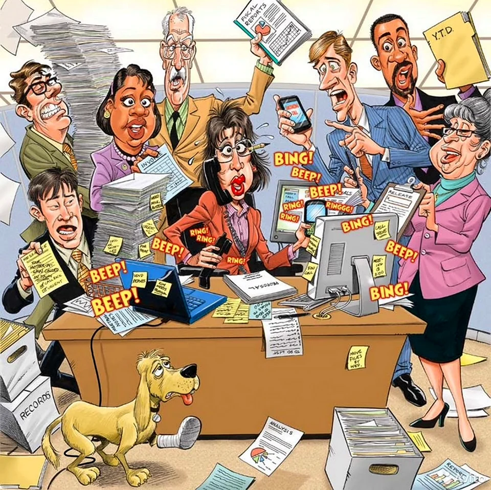 Карикатуры на офисных работников. Картинка