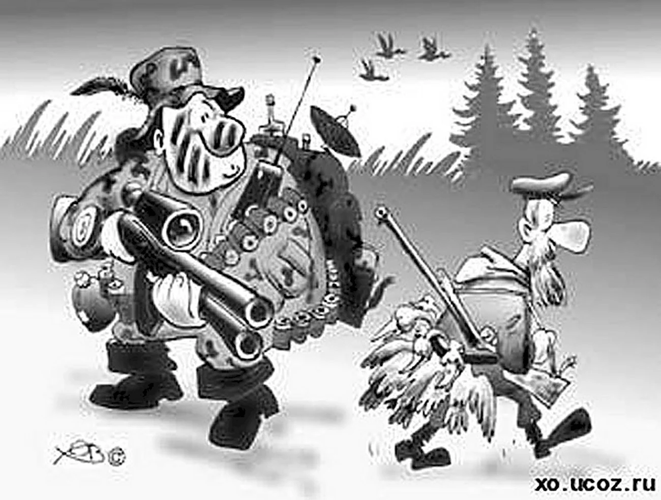 Карикатуры на охотников. Картинка