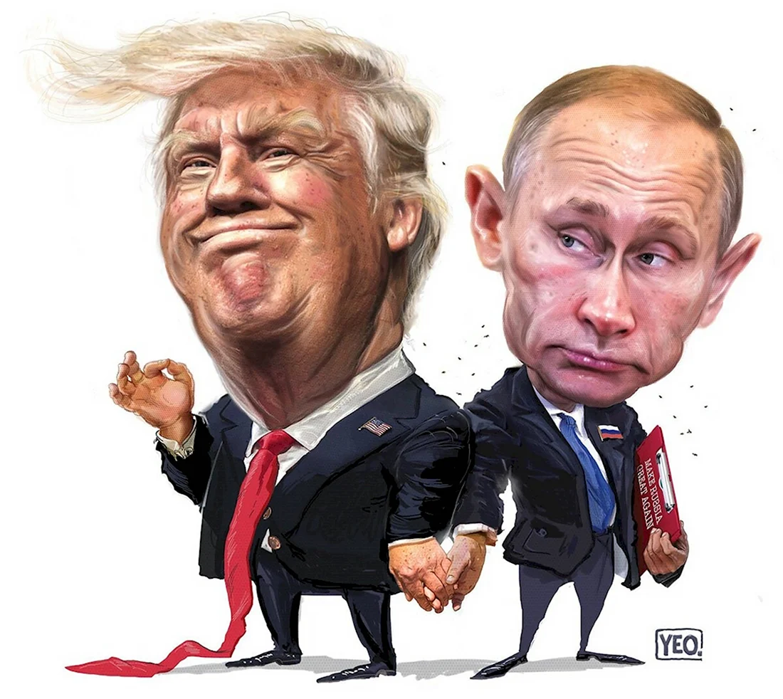 Карикатуры на Трампа и Путина. Анекдот в картинке