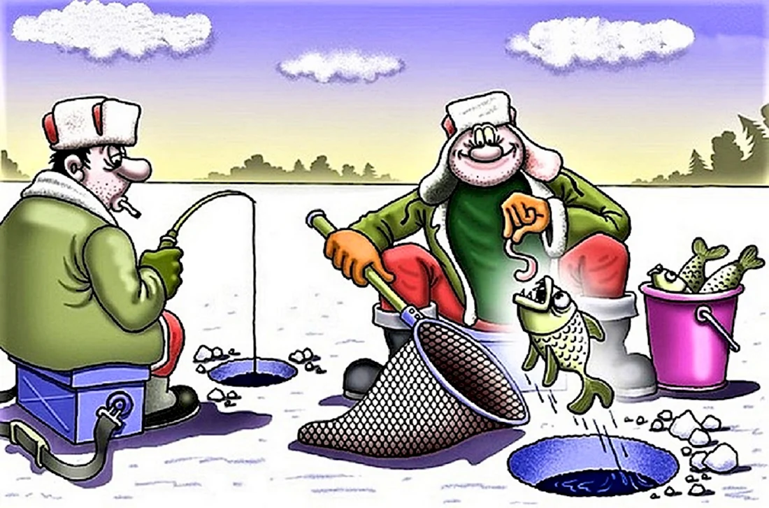 Карикатуры про рыболовов. Анекдот в картинке