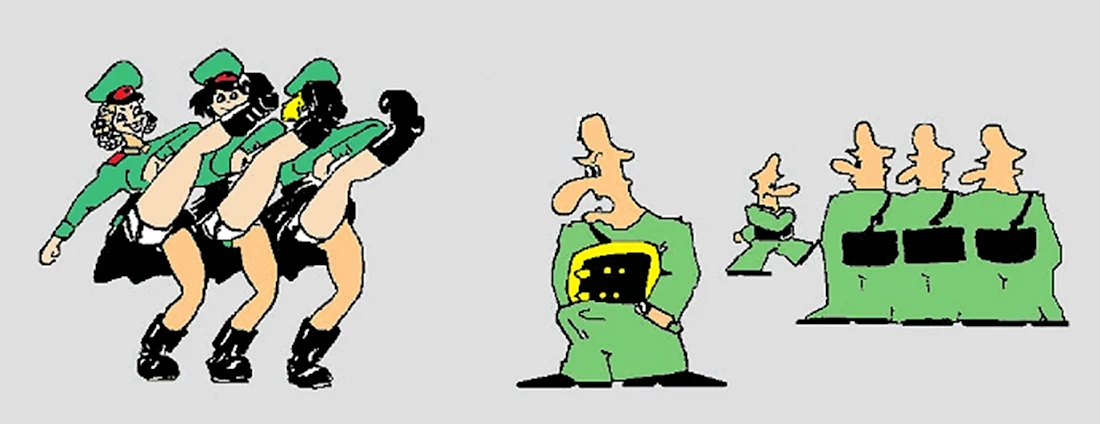 Карикатуры женщины в армии. Анекдот в картинке