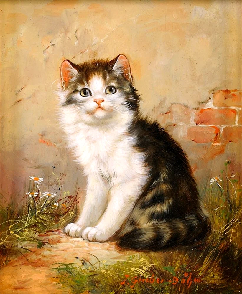 Карл Райхерт художник картины кошек. Красивое животное