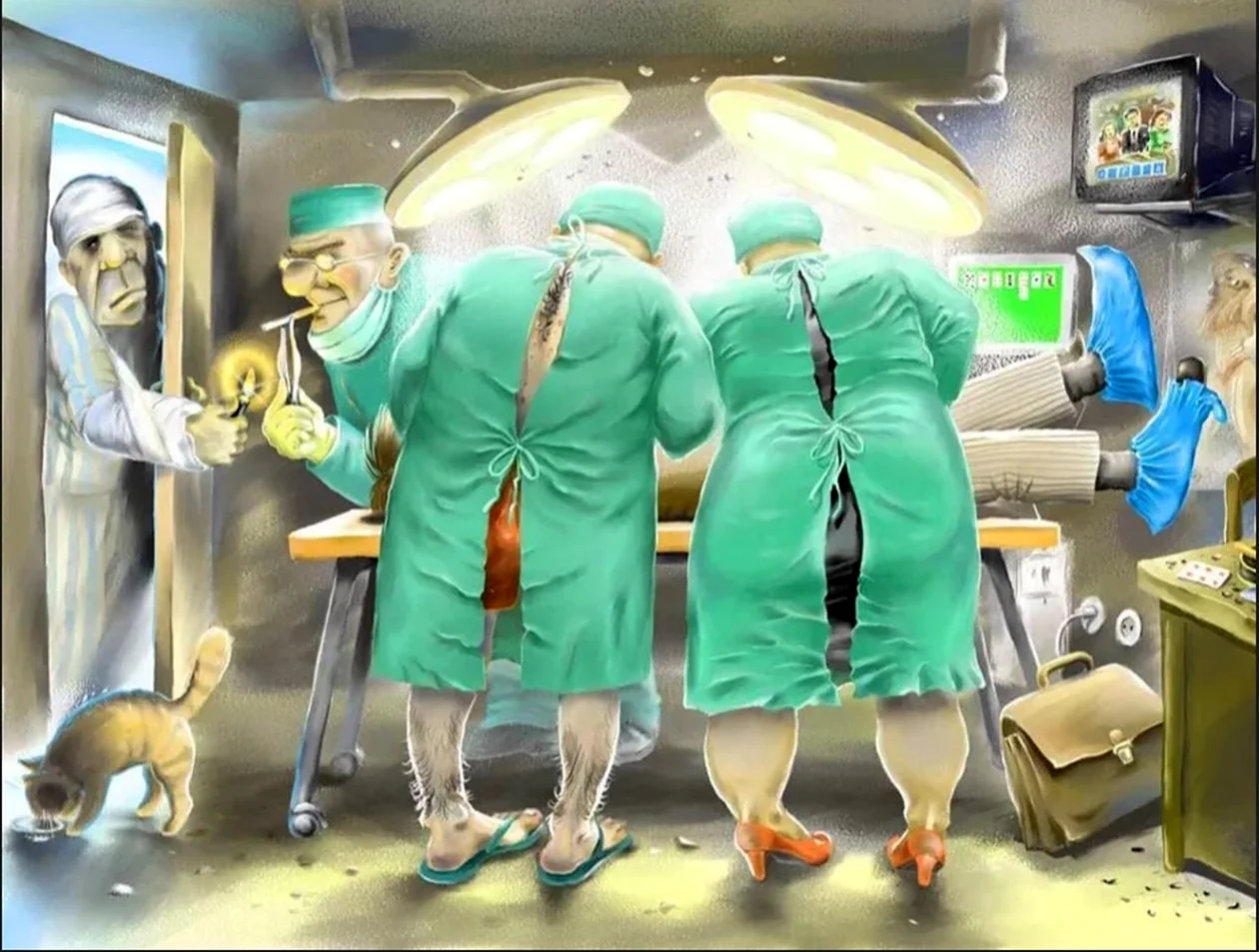Хирурги в операционной карикатура. Картинка