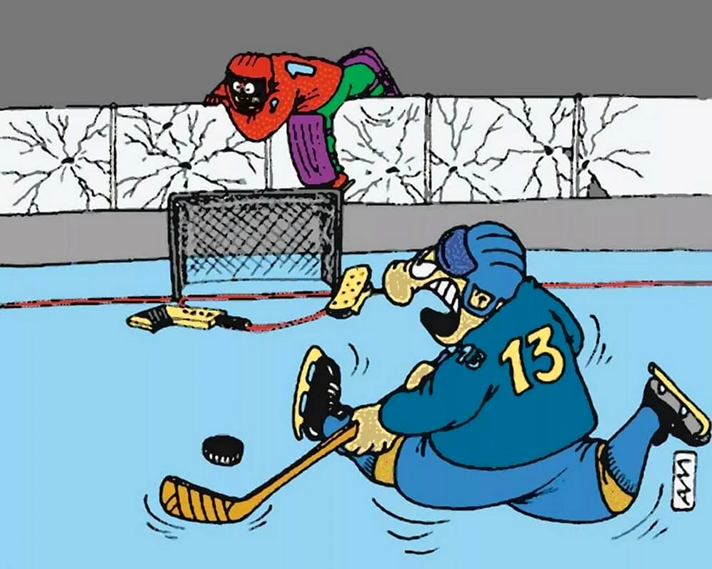 Хоккей карикатура. Прикольная картинка