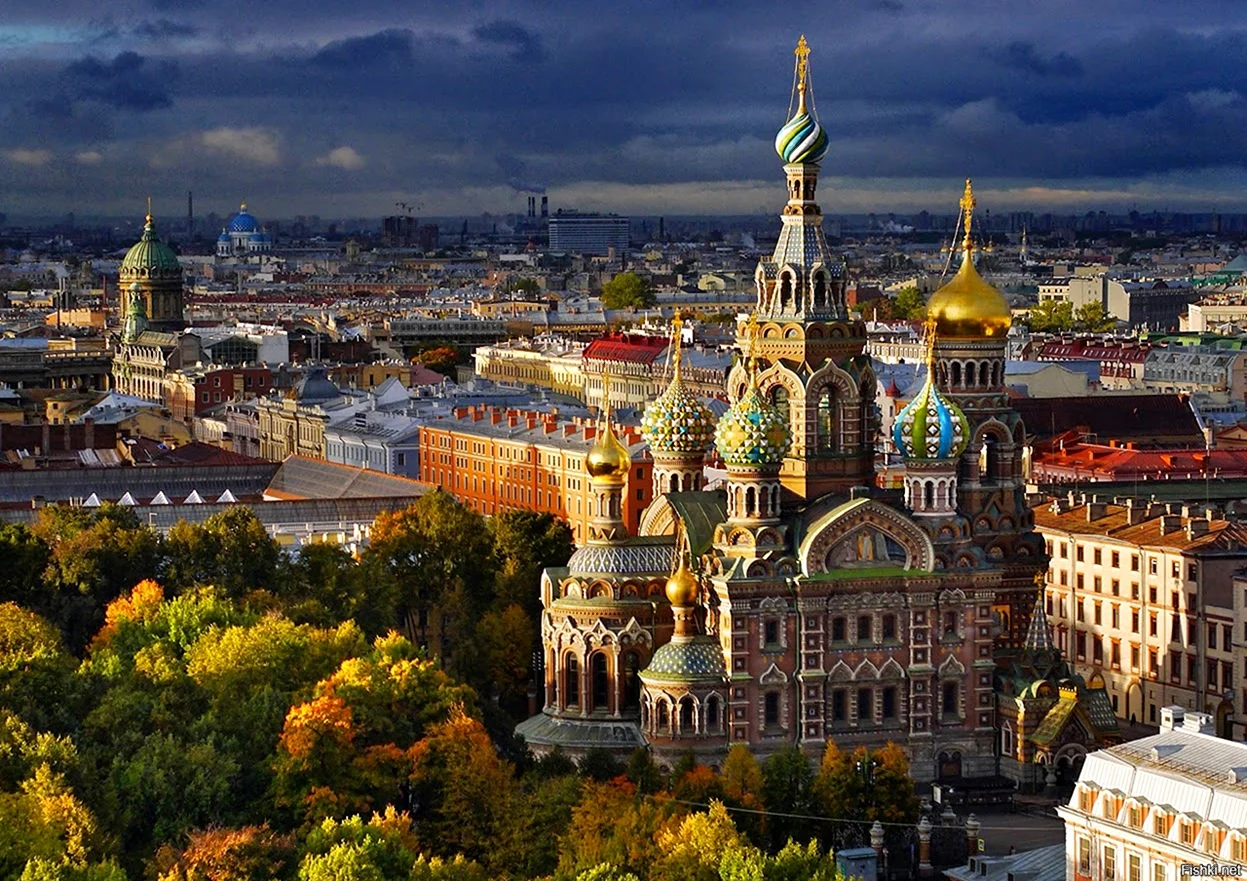 Храм Спаса-на-крови Санкт-Петербург с высоты птичьего полета. Красивая картинка